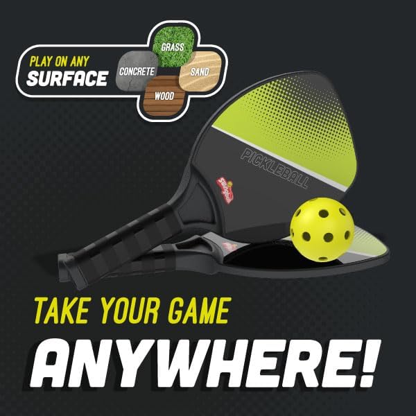 Swingball Pickleball Paddles Tether Tennis Game Set - Portable All-Surface Base, Durable, Easy Assembly, Indoor & Outdoor Games, Backyard Games for Kids, Active Play for Kids and Families, Ages 4+