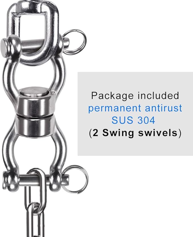 SELEWARE Silent Bearing Swing Swivel, 360° Rotational Device Hanging Accessory with Removeable Buckle for Tree Swing, Hammock Chair, Climbing Rope, Yoga, Kids Swing Swivel 1202LB Capacity