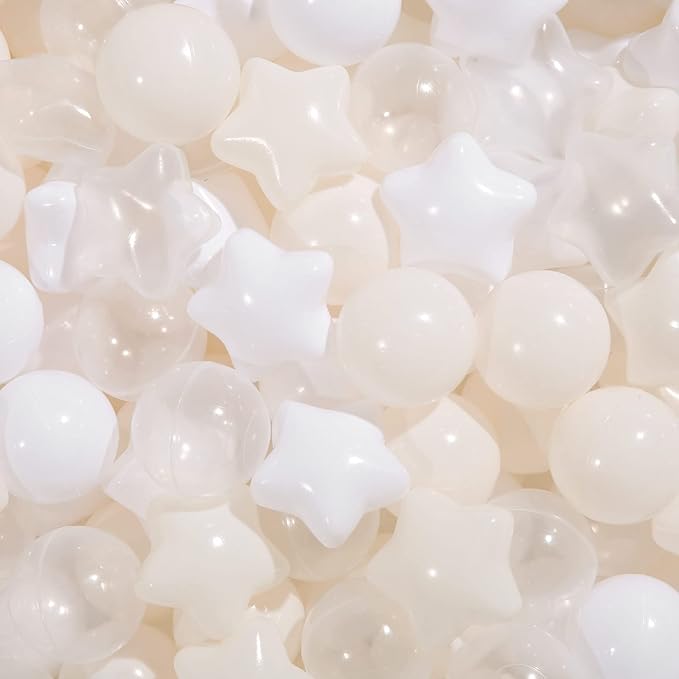 TRENDPLAY Star Ball Pit Balls for Toddlers -50 100 200 Count Star Balls Different Shapes, Non-Toxic Plastic Balls for Safe Play, Boys Girls Festival Party Decoration