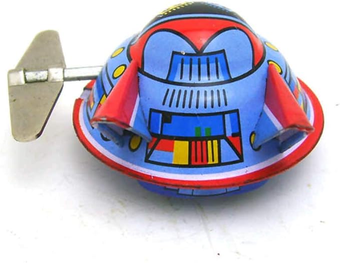 Charmgle Mini Spaceship Classic Tin Toy Wind-up Toys Clockwork Spacecraft Playthings Adult Collection Xmas Gifts Bar Home Decoration 3 Pack