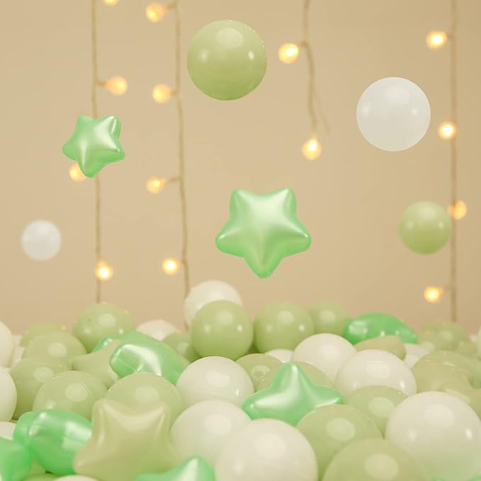 TRENDPLAY Star Ball Pit Balls for Toddlers -50 100 200 Count Star Balls Different Shapes, Non-Toxic Plastic Balls for Safe Play, Boys Girls Festival Party Decoration