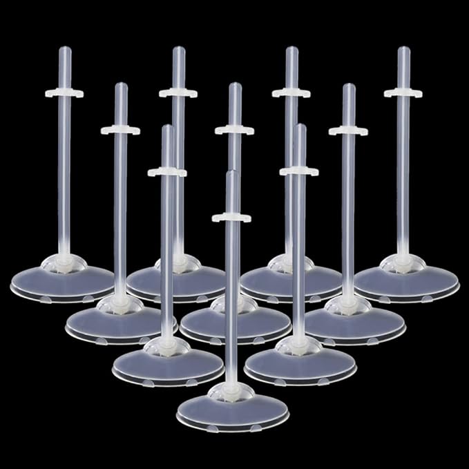 UCanaan 10 Pcs Doll Stands Display Holder for 11.5 Inch Dolls White Transparent Model Support Frame Prop Up Girl Dolls Suitable for 11.8’’ 1/6 Dolls Accessories