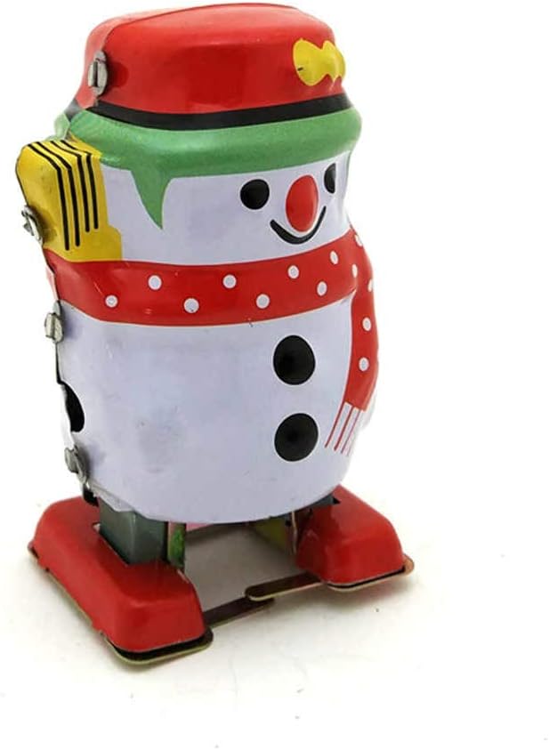 Charmgle Wind-Up Tin Toy Snowman, Retro Walking Robot Adult Collection Clockwork Toy, Xmas Party Favor Toys Home Bar Decoration