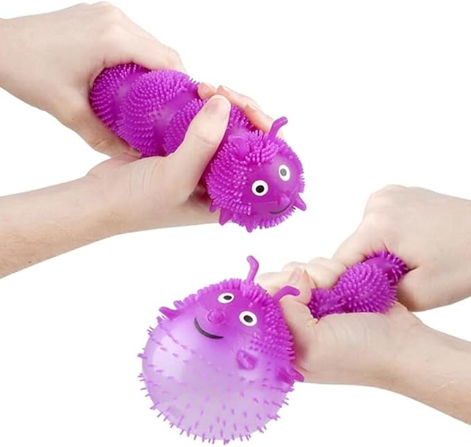 ArtCreativity Puffer Caterpillars, Set of 6, Squeeze Toys for Children in 6 Bright Colors, Kids’ Stress Relief Toys for Satisfying Sensory Feedback, Animal Party Decorations and Goodie Bag Fillers