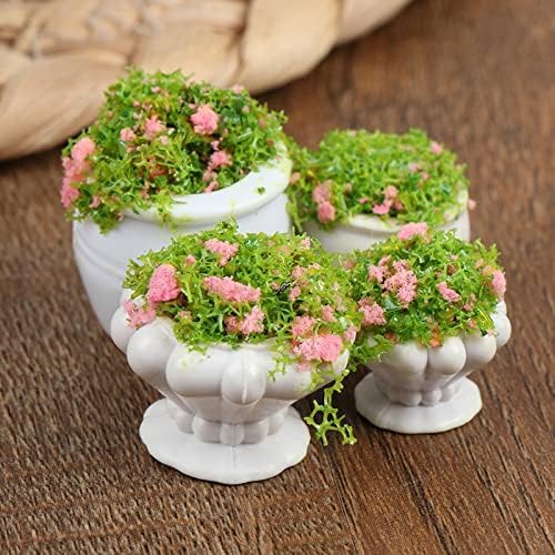 4 Pcs Dollhouse Plant Bonsai Doll House Mini Potted Plant Artificial Tiny Mini Flowerpot Miniature Hanging Potted Plant Miniature Dollhouse Kit for 1:12 Dollhouse Decor Mini Garden