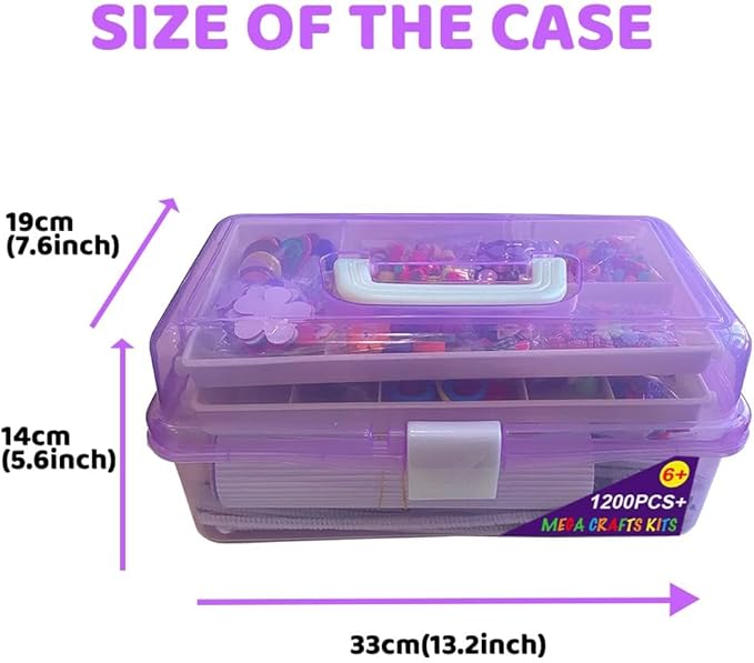 MOVEBO Mega Kids Crafts and Art Supplies case Kit - 1200+ Piece Set - Make Bracelets and Necklaces - Plus Glitter Glue, Construction Paper, Colored Popsicle Sticks, Google Eyes, Pipe Cleaners