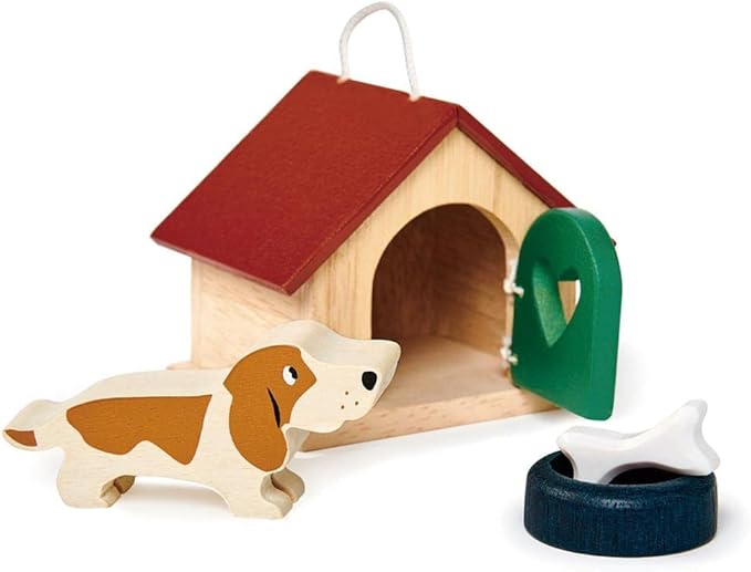 Tender Leaf Toys - Pets Sets for Doll House Accessories - Great Add-on Pet Play Set to Any Dollhouse - Encourage Creative and Imaginative Fun Play for Children 3+ (Pet Dog Set)