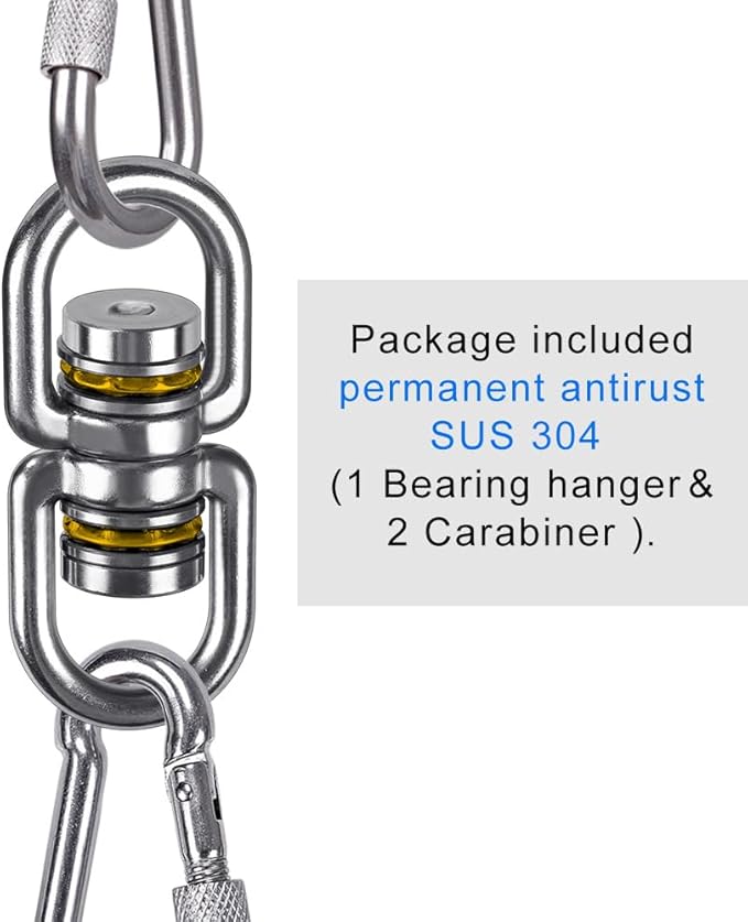 SELEWARE Heavy Duty Bearing Swing Swivel, 360° Rotational Hanging Accessory, Ideal for Tree Swing, Hammock Chair, Yoga, Kids Tire Swivel, Heavy Bag Swivel, 2 Pack, 1200LB Capacity