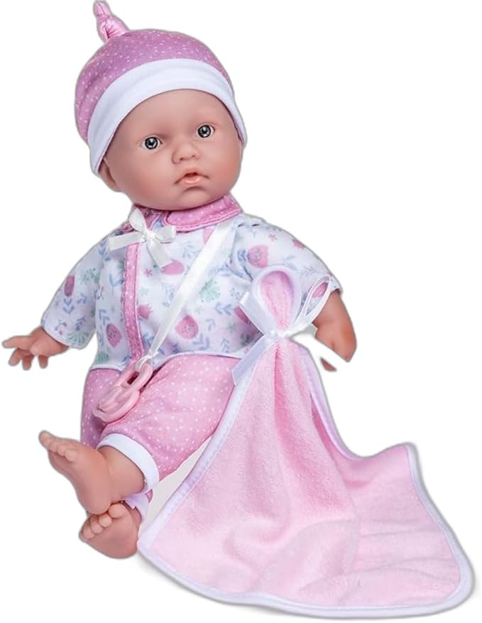 La Baby Caucasian 11-inch Small Soft Body Baby Doll | JC Toys - La Baby | Washable |Removable White & Pink Floral Outfit w/Hat, Pacifier & Blanket | for Children 12 Months +