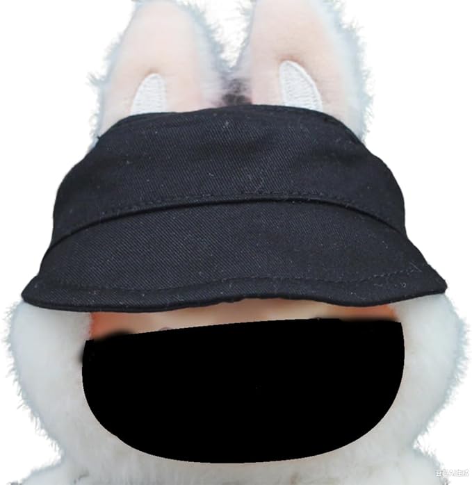 for Labubu Doll Accessories Set, 4 Colors Options Camouflage Bucket Hat and Black Sunglasses Frame(no Lenses) Casual Cap (Black)