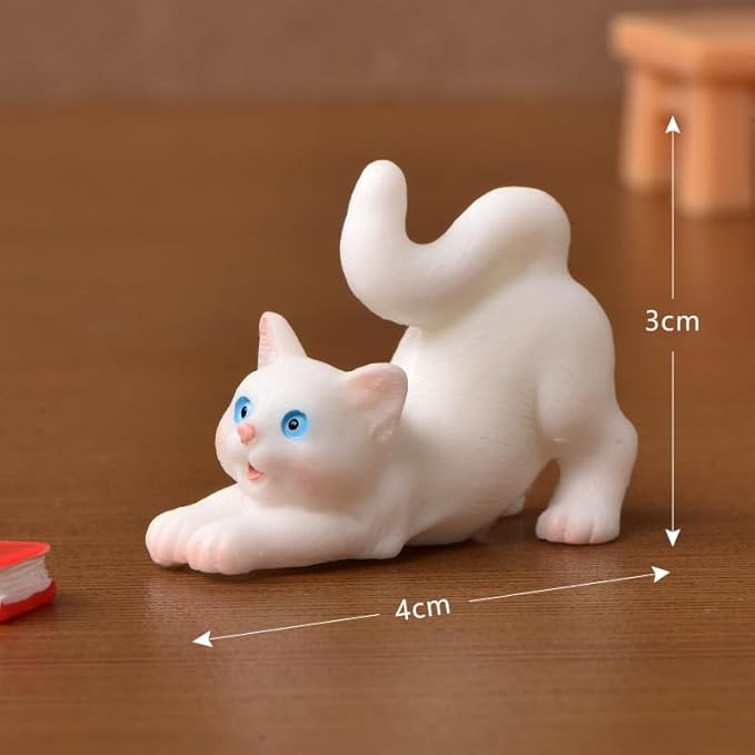 Dollhouse Cats w/ 1/12 Scale Accessories Mini Furniture Model Wooden Miniature (Multicolor-Simple)
