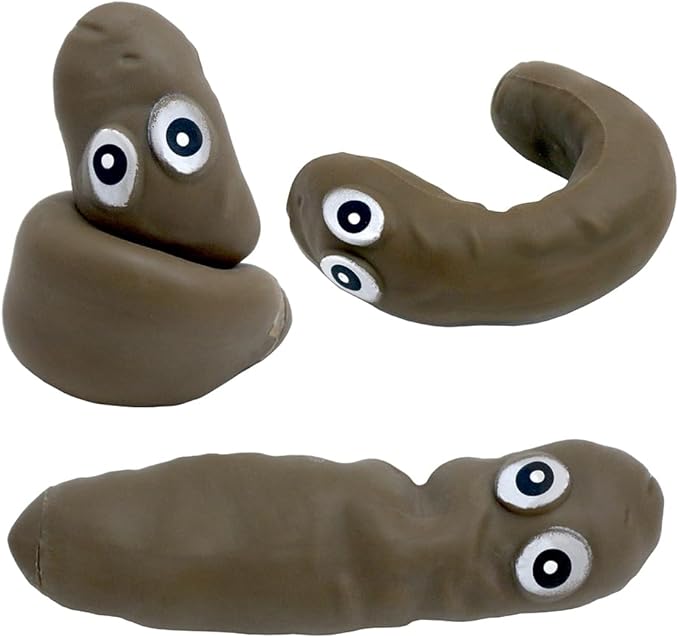 Novelty 4 Pack Joke Sensory Poo Stress Relief Toys, Prank Fake Poop Squeeze Anxiety Fidget Toys with DIY Eyes for Adults Teens Birthday Party Favor