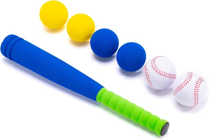 CeleMoon 16.5 Inch [Mini Size] Soft Kids Foam Baseball Bat Toy Set with 6 Balls, Gift for Toddler Age 3 Years Old Indoor Outdoor Sport T Ball Bat Playing Sport Game (Blue)