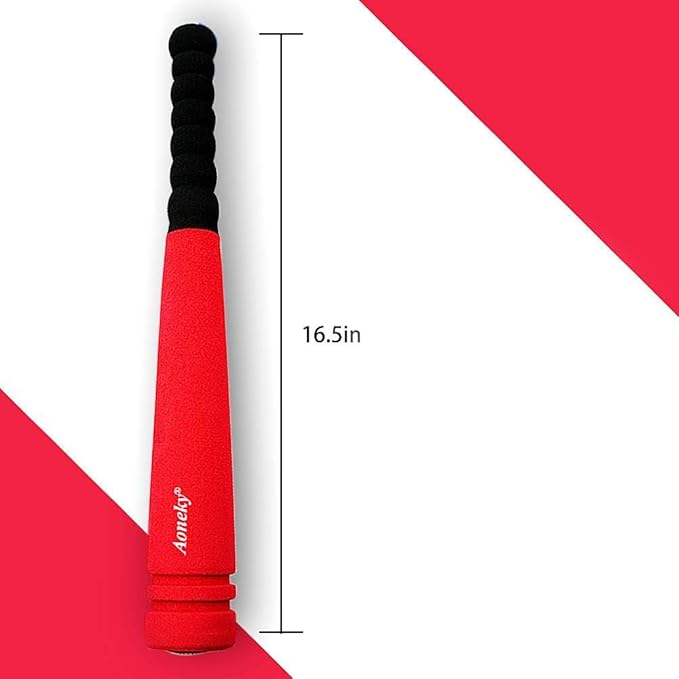 Aoneky 16.5 Inch Mini Foam Baseball Bat for Toddlers 1-3 Years Old, Soft Lightweight T-Ball Bat Toy for Kids, Indoor Outdoor Safe Play, Beginner First Bat, Red