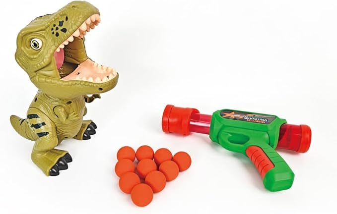 Air Gun Hit Dinosaur Green, 12pcs Sport Shooting Set, Reaction Game, Indoor Target Practice (11.4 x 4.3 x 7.7 in)