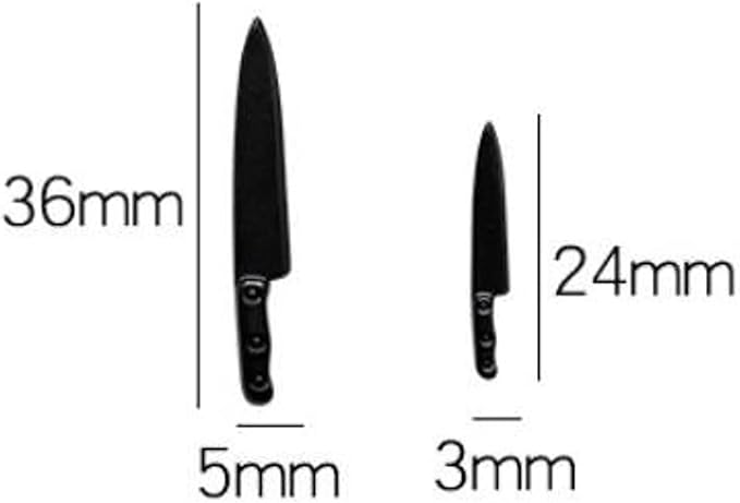 Miniature Kitchen Knife, Miniature Cooking Knife, Tiny Kitchen Knife, Miniature Metal Knife, Dollhouse Kitchen Accessory 1:12th Scale Cooking Knife (Large Silver & Brown)