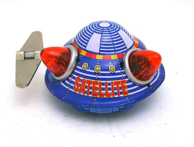 Charmgle Mini Spaceship Classic Tin Toy Wind-up Toys Clockwork Spacecraft Playthings Adult Collection Xmas Gifts Bar Home Decoration 3 Pack