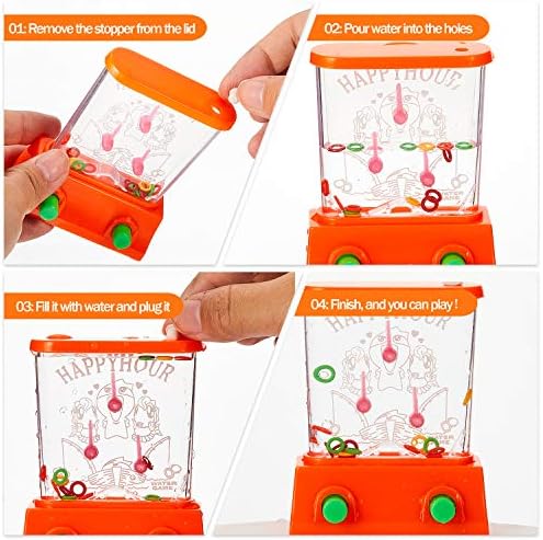 Gejoy 4 Pieces Water Games Handheld Easter Basket Stuffers for Kid Water Ring Toss Handheld Game Mini Retro Pastime Car Toys Fidget Autism Toys for Easter Children Boys Girls Birthday(Chic Style)