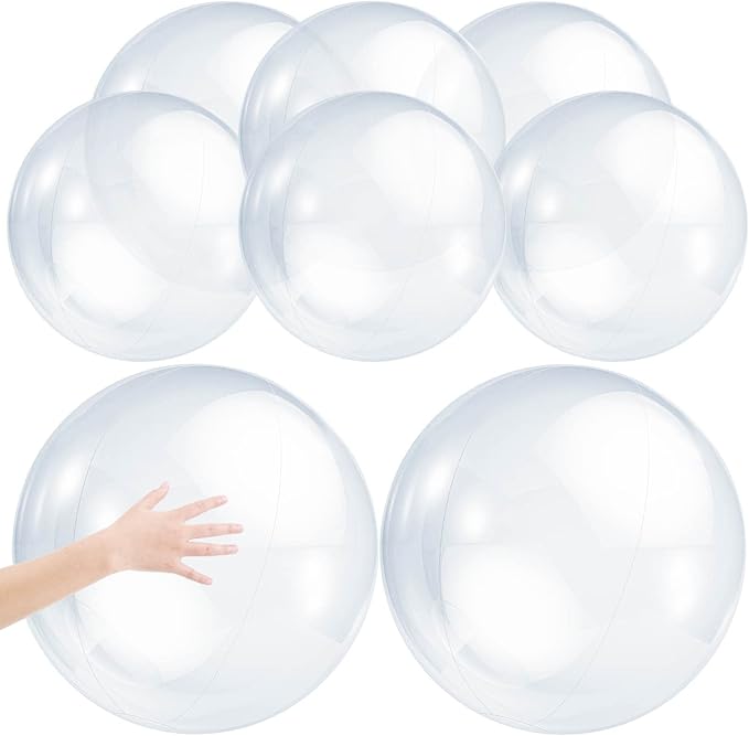 Zhanmai 8 Pcs Inflatable Clear Beach Ball 16 Inch 24 Inch Pool Floating Ball Balloons Under The Sea Party Decorations Bubble for Summer Ocean Beach Pool Hawaii Luau Party Supplies
