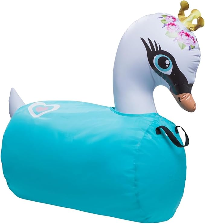 Waddle Hip Hoppers Large Bouncy Hopper - Inflatable Hopping Animal Bouncer Ride On Toys, Easy Grip, Stable Base, Outdoor & Indoor Animal Hopper Toy, Supports Up to 250 Lbs, Ages 5 and Up (Swan)