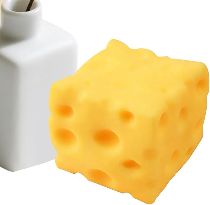 Yellow Cheese Squeeze Toy,Soft Novelty Toy, Rebounding Sensory,Help for Relax,Focus, Sensory Cheese for & Adults, Food Theme Cheeese Cubes Squiishy Toys,Stress Balls for Adults