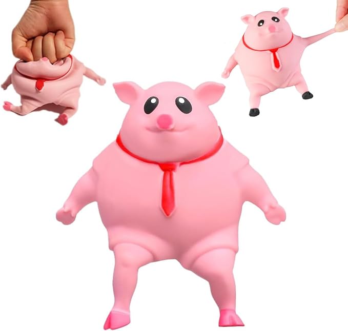 Indestructible Pig,Squishy Toys,Stretchy Glue-Sand Filled Rubber Pig,Animal High-Elastic Stretchable,Decompression Toy for Adults(5.1*5.1In)