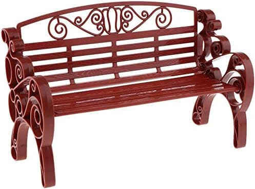 1/6 Dollhouse Garden Bench Miniature Village Park Bench Dollhouse Furniture Garden Home DIY Decor - Brown