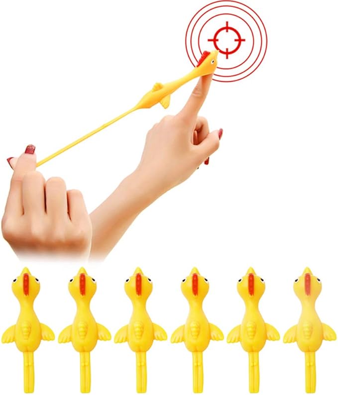 CCINEE 12 PCS Slingshot Chicken Sticky Funny Rubber Chickens Toy Easter Chicks Turkey Toys Gifts for Kids