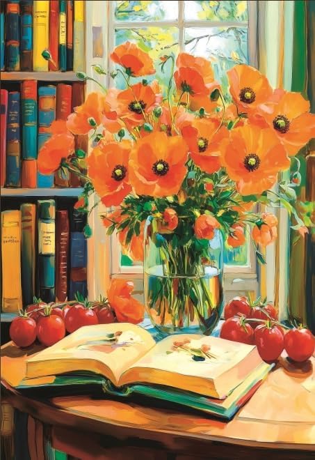 Jigsaw Puzzles 1000 Pieces for Adults | Poppies Panorama: Orange Elegance | 1000 Piece Puzzle for Adults | Art Flower Puzzle | Beautiful Design | Vibrant Pieces (Finish Size: 15''x 10'')
