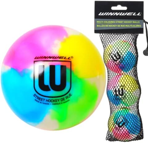 Winnwell Sports Street Hockey Balls - Indoor & Outdoor Balls with Storage Bag - Ideal for Road & Street Hockey Games 65mm & 50 Gram Weight