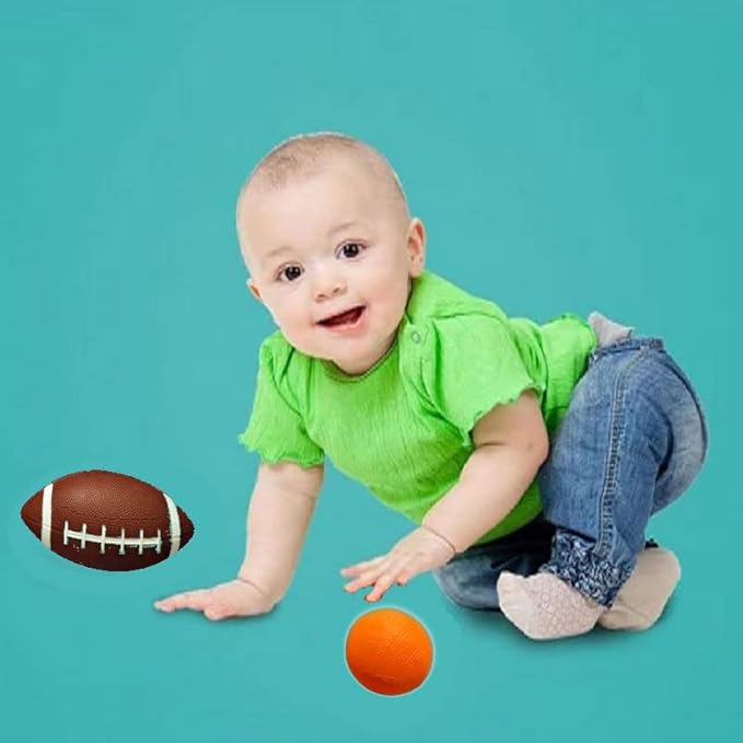 Soft Sports Balls Set for Kids Various Size of Soccer Ball, Basketball, Football,Tennis Ball,Volleyball with Hand Pump