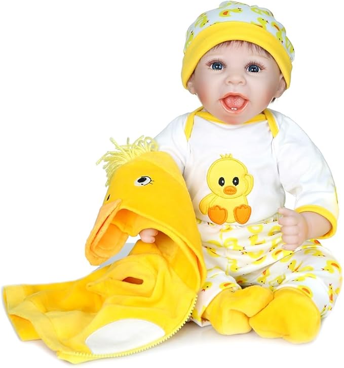 Reborn Baby Dolls Clothes 18 inch Outfit Accessories Yellow Duck 5pcs Set for 17-19 Inch Reborn Doll Newborn Girl&Boy