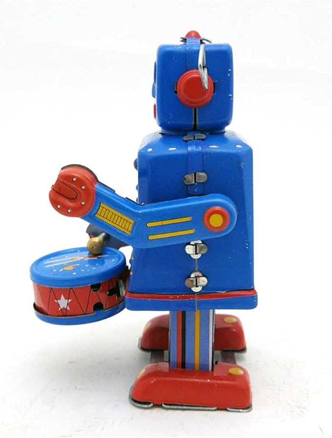 Charmgle Drummer Robot Tin Toy Wind-up Walking Robot Adult Collection Retro Toy Party Favor Gifts Home Decoration