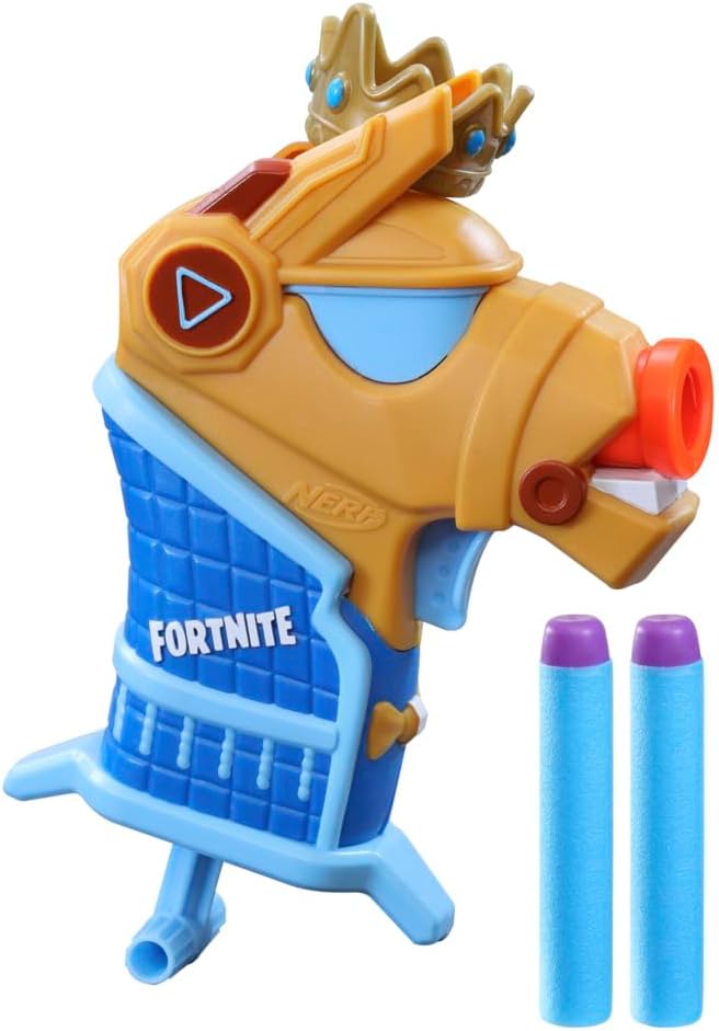 Nerf Fortnite Micro Y0nd3r Mini Dart-Firing Blaster - Fortnite Y0nd3r Outfit Design - Includes 2 Nerf Elite Darts and Removable Crown