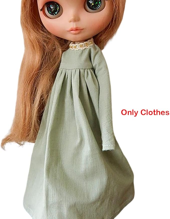 Doll Clothing Extra Long Robe for Blyth,Ob24,Licca,Azone BJD Doll Clothes Toys Accessories Gifts (Light Green) (Only Clothes)