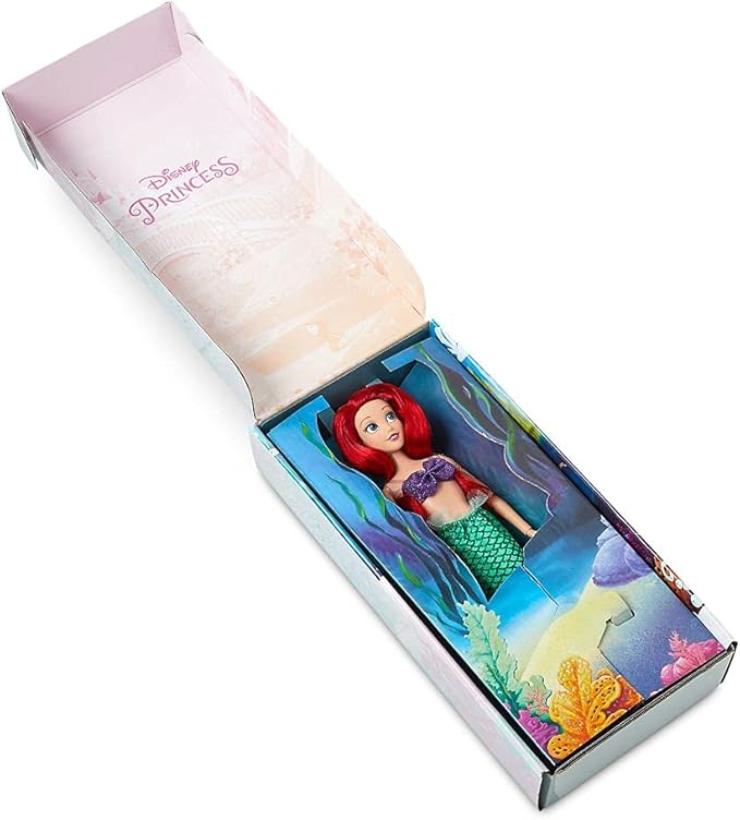 Disney Store Official Disney Princess Classic Doll (Ariel from The Little Mermaid), 11 Inches, Includes Brush with Molded Details, Fully Posable Toy in Classic Outfit - Disney Princess Toys for Girls