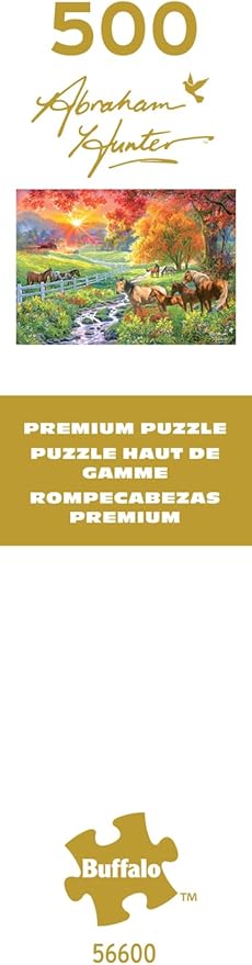 Buffalo Games - September Pasture – Abraham Hunter - 500 Piece Fall Jigsaw Puzzle - Festive, Premium Gold Collection Puzzles for Adults – Precision-Cut Pieces, Autumn Artwork, Relaxing, Seasonal Fun