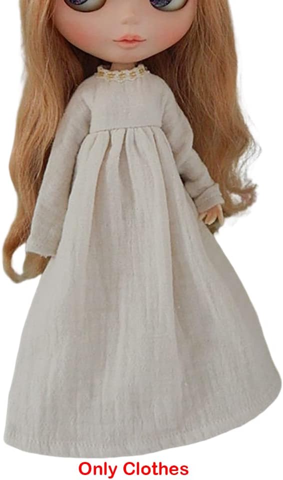 Doll Clothing Extra Long Robe for Blyth,Ob24,Licca,Azone BJD Doll Clothes Toys Accessories Gifts (Off-White) (Only Clothes)