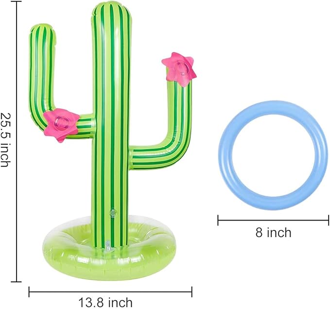 3 Pack Inflatable Cactus Ring Toss Game Sets,Cactus Pool Game Toys Target Toss Floating Swimming Summer Game Toys for Mexican Fiesta Party Accessories Hawaiian Pool Beach Party Decoration Supplies