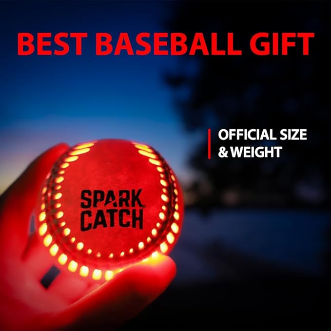 SPARK CATCH Light Up Baseball, Glow in The Dark Baseball, Sports Gear Accessories Gifts for Boys 8 9 10 11 12 13 14 15 Years Old, Kids Teens All Ages Gift Ideas