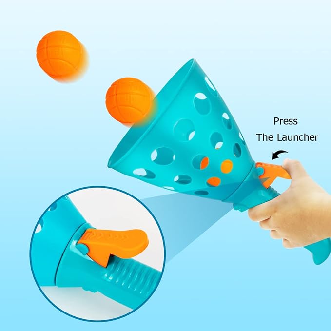 punkdog Pop and Catch Ball Game with 24 Balls and 4 Catch Launcher Baskets - Outdoor Indoor Game Activities, Christmas Easter Gift Beach Sport Summer Beach Toys for Kids Ages 4 5 6 7 8 10 12+