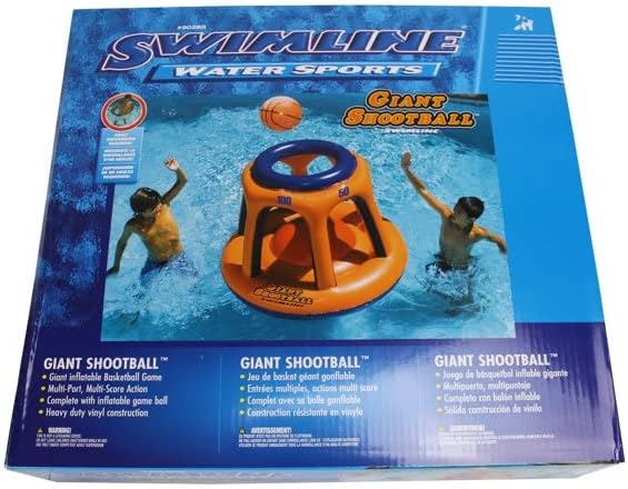 SWIMLINE Inflatable Pool Basketball Hoop Floating Or Poolside Game Giant Shootball Multiple Scoring Ports For Kids & Adults Swimming Splash Hoops With Water Basketball Pools Toy Outdoor Summer Hoops