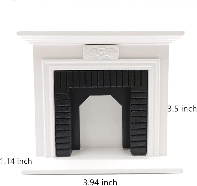 Dollhouse Decoration Accessories,1:12 Dollhouse Miniature Furniture Room Wooden Vintage Black White Fireplace