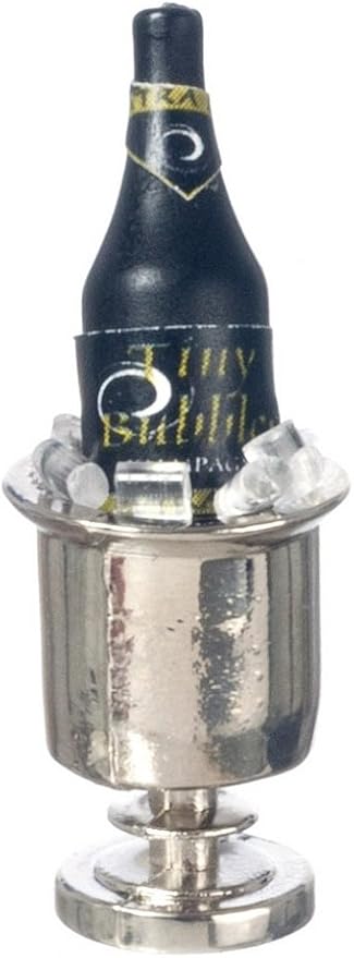 Melody Jane Dolls Houses 1:12 Scale Champagne in Silver ICE Bucket #Fa11138