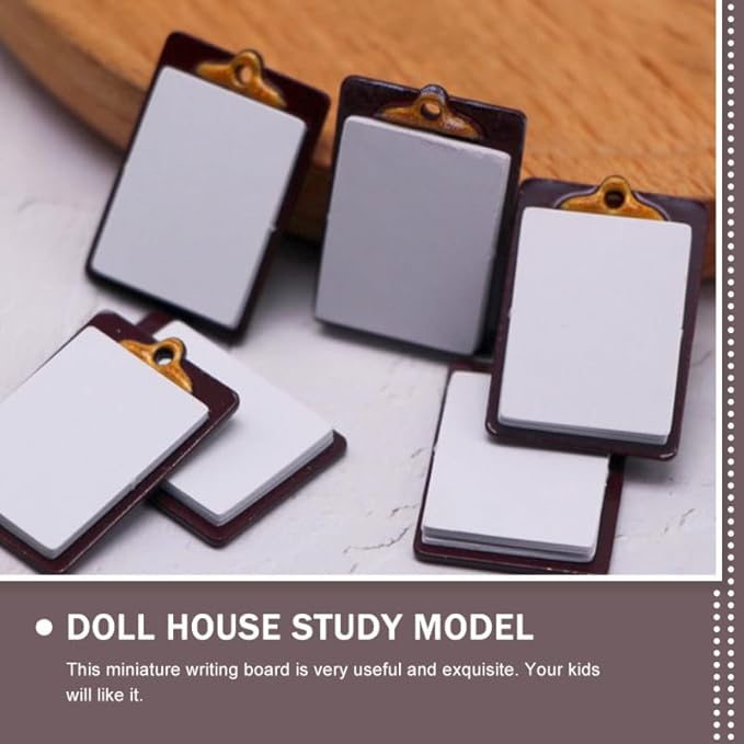 Kisangel 20pcs Mini Paper Clipboard Models for Dollhouse Decor Tiny House Accessories Toys Creative Writing Board Crafts Realistic Miniature School Supplies