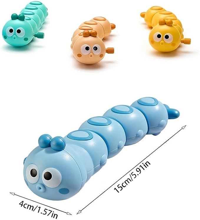 3Pcs Brown Wind-Up Caterpillar Toy - Mechanical Crawling Insect, Educational STEM Kids Toys for Toddlers, Safe Non-Toxic Baby Gift for Birthday Party (Brown 3Pcs)
