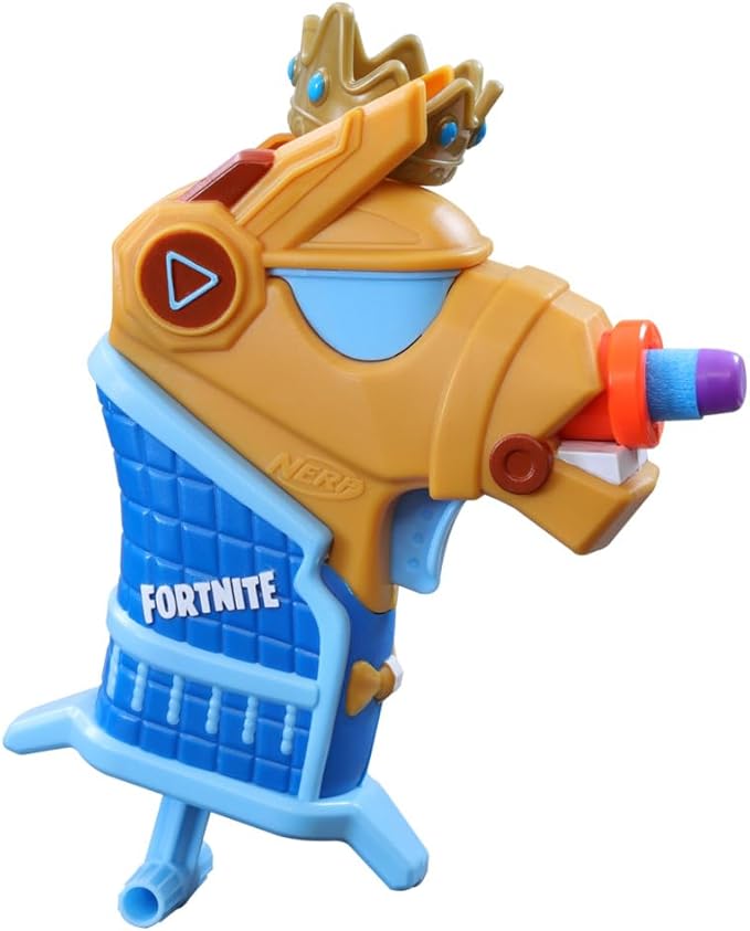 Nerf Fortnite Micro Y0nd3r Mini Dart-Firing Blaster - Fortnite Y0nd3r Outfit Design - Includes 2 Nerf Elite Darts and Removable Crown