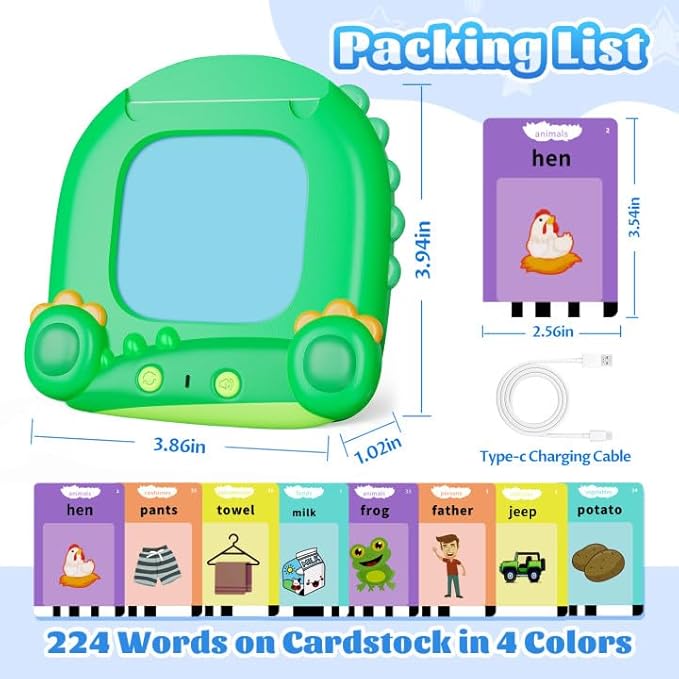 MindPal Talking Flash Cards for Toddler, Kids Learning Toys, Children's Sensory Education Speech Therapy Toys,Montessori Learning Educational Present for 3+ Year Old with 224 Sight Words