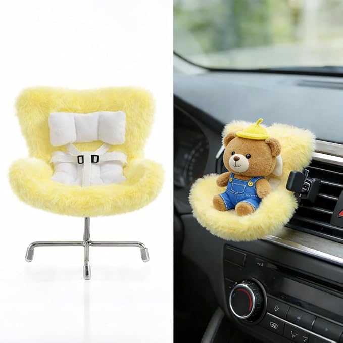 Ezcora Accessories for 10-17cm Dolls, Doll Car Seat with Clip onto Car Air Vent, Includes Seat Leg for Desktop Display (Yellow)