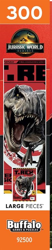 Buffalo Games –300 Piece Jurassic World T. Rex Encounter Jigsaw Puzzle Colorful Puzzle for Adults – Precision-Cut Pieces, Beautiful Artwork, and Hours of Relaxing Fun